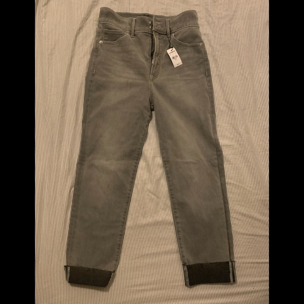 EXPRESS Gray Light Wash High Rise Jeans